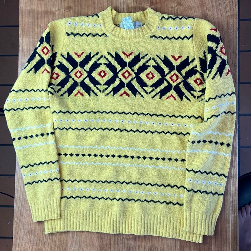 Vintage Yellow Ski Sweater - Stretchy